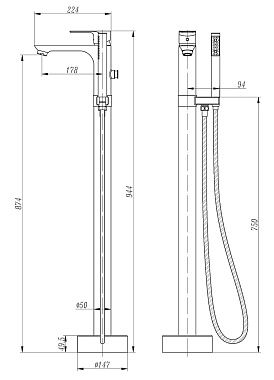 Смеситель для ванны Abber Weiss Insel AF8015 хром