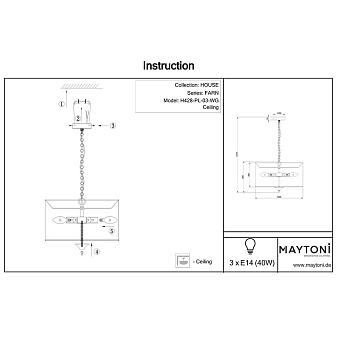 Светильник подвесной Maytoni Farn H428-PL-03-WG 40Вт E14