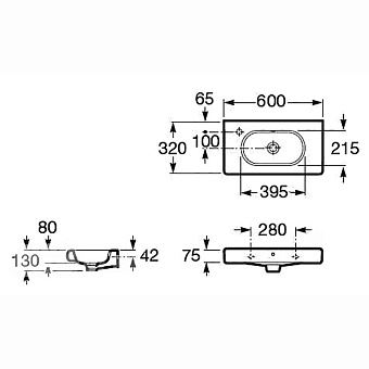 Раковина подвесная ROCA Meridian-N 7.3272.4.X00.0 60х32см