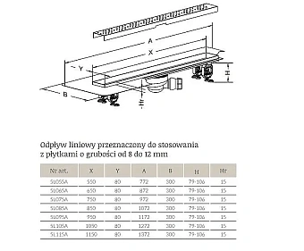 Душевой лоток RADAWAY 5L105A/5R105R 30х127,2см горизонтальный сток с решёткой