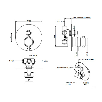 Смеситель для душа Bongio T Mix 32549ORPR золото