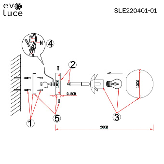 Бра Evoluce FORLI SLE220401-01 60Вт E27