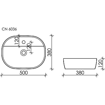 Раковина накладная Ceramica Nova ELEMENT CN6036 50х38см
