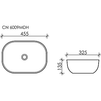 Раковина накладная Ceramica Nova ELEMENT CN6009MDH 45,5х32,5см