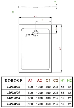 Душевой поддон RADAWAY Doros F 80х140см
