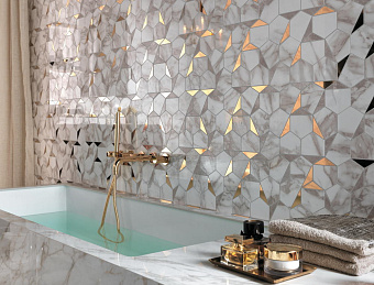 Керамическая мозаика Atlas Concord Италия Marvel Edge 9EHG Gold Hex Gris-Calacatta 29х25,1см 0,437кв.м.