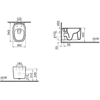 Унитаз подвесной VITRA Plural 7830B401-0075 безободковый без микролифта