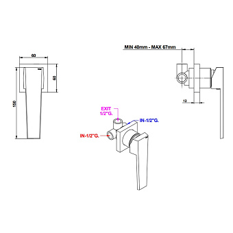 Смеситель для душа Bongio Stelth 01524NSRPEU никель