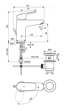 Смеситель для раковины IDEAL STANDARD CERAFLEX B1715AA хром