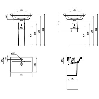 Раковина подвесная IDEAL STANDARD CONNECT SPACE E136401 55х38см