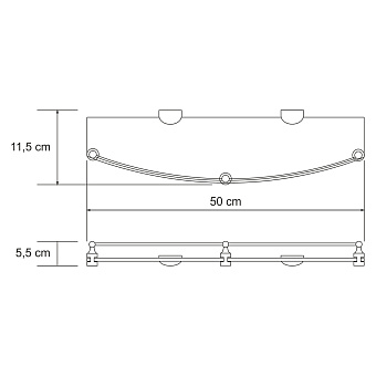 Полка в ванную округлая WASSERKRAFT Kammel K-8300 K-8344 1-ярусная 11,5х50см хром