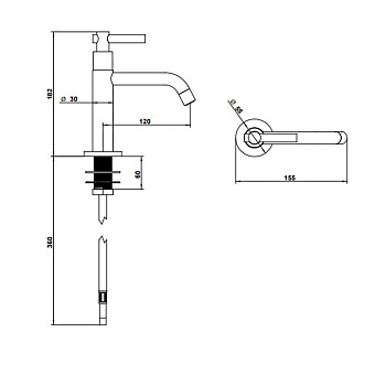 Смеситель для кухни Bongio T Lever 31499NE00 поворотный излив чёрный матовый