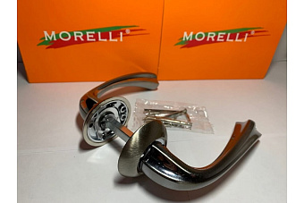 Дверная ручка нажимная MORELLI СОН MH-15 SN/CP белый никель/хром