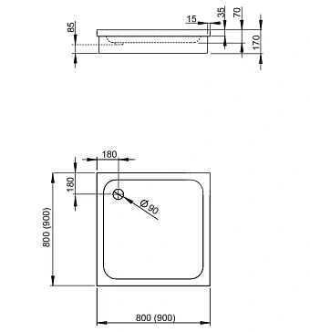 Душевой поддон RADAWAY Siros SBC8817-1 80х80см