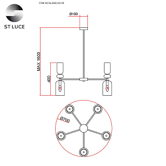 Люстра потолочная ST Luce GEA SL2000.202.05 200Вт 5 лампочек E14
