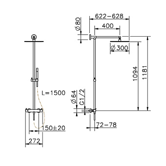 Душевая система Cisal Less New LNC7801N2F никель