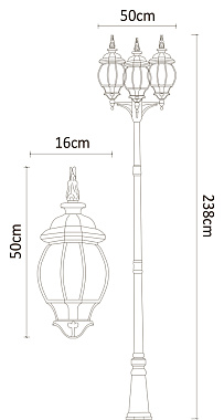 Светильник ландшафтный Arte Lamp ATLANTA A1047PA-3BG 75Вт IP23 E27 СТАРАЯ МЕДЬ