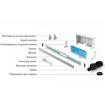 Щелевой душевой трап BERGES WALL 092156 600 60,5х31,2см горизонтальный сток