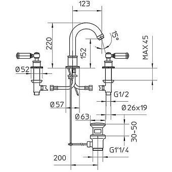 Смеситель для раковины BOSSINI Liberty Z001302.022 бронза