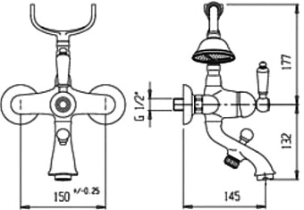 Смеситель для ванны CAPRIGO ANTIQUE 04-011-oro золото
