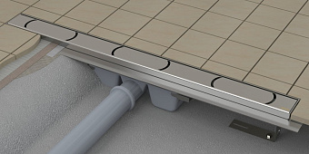 Душевой лоток RAVAK X01427 12х9,1см горизонтальный сток с решёткой и опорами