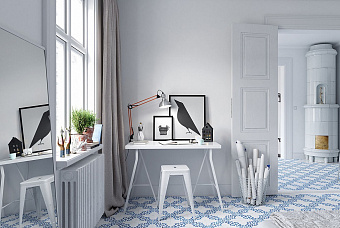 Матовый керамогранит WOW Blanc Et Bleu 108789 Antique Decor 18,5х18,5см 0,413кв.м.