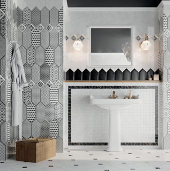 Декор KERAMA MARAZZI Келуш HGD\A484\35006 чёрно белый глянцевый 14х34см 0,048кв.м.