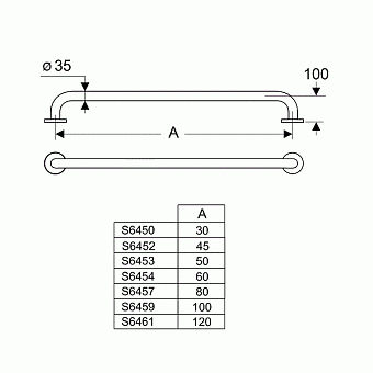 Поручень для ванной IDEAL STANDARD CONTOUR S6454AC 10см белый