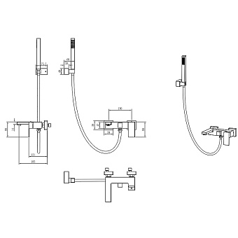 Смеситель для ванны Boheme Qubic 473-G золотой