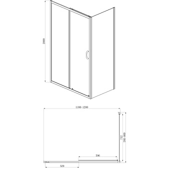 Угловое ограждение Azario MILTON AZ-ND1131-L 1200 BLACK 200х120см стекло прозрачное