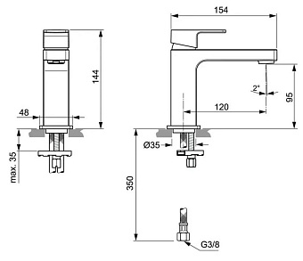 Смеситель для раковины IDEAL STANDARD EDGE A7106AA хром