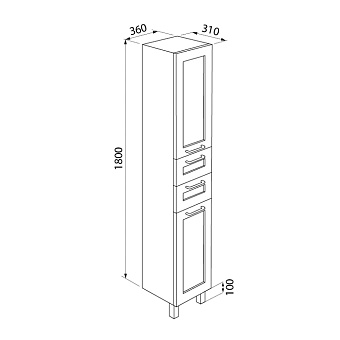 Пенал напольный IDDIS Sena SEN3600i97 31х36х190см белый