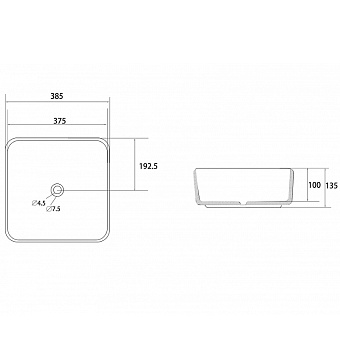 Раковина накладная Abber RECHTECK AC2211 38,5х38,5см