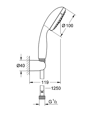 Душевой комплект GROHE New Tempesta Cosmopolitan 27799001 хром