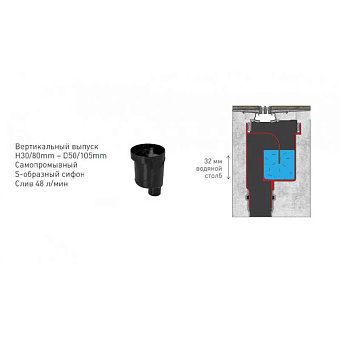 Щелевой душевой трап BERGES SUPER Slim 95054 83х12,5см вертикальный сток