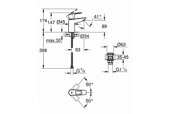 Смеситель для раковины GROHE BauLoop 23878001 хром
