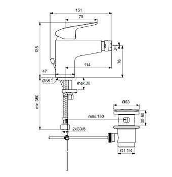 Смеситель для биде IDEAL STANDARD CERAFLEX B1718AA хром