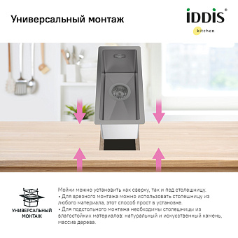 Мойка кухонная IDDIS Edifice EDI21G0i77 21х44см графитовый