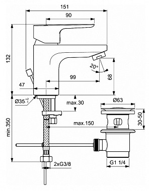 Смеситель для раковины IDEAL STANDARD CERAPLAN III SLIM BC559AA хром