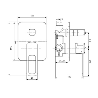 Смеситель для ванны IDDIS Slide SLIBL00i67 чёрный матовый