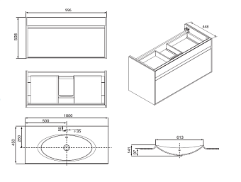 Тумба с раковиной ROCA Laks ZRU9302797 44,8х99,6х50,8см