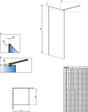 Душ кабина MODO II NEW 120*200см 389124-09-01 золотопрозрачное RADAWAY