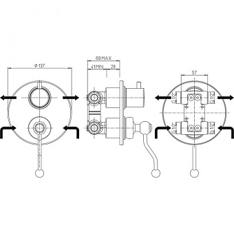 Смеситель для ванны Paini Duomo 88PJ6911 золото брашированное