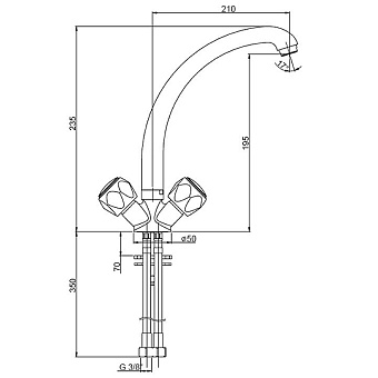 Смеситель для кухни Paini Monoflow AF182 поворотный излив хром