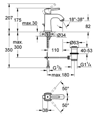 Смеситель для раковины GROHE Grandera 23303000 хром