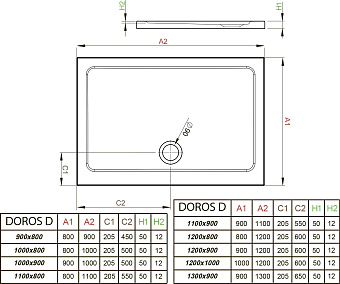 Душевой поддон RADAWAY Doros SDRD1190-01 110х90см