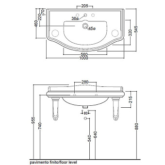 Раковина подвесная Kerasan Retro 105001*1 100х54,5см