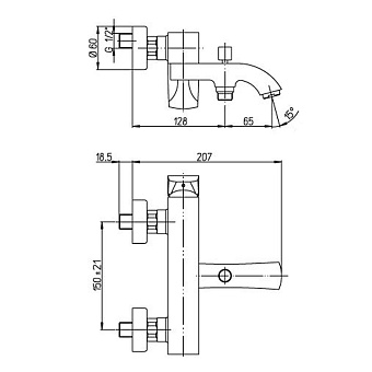 Смеситель для ванны Paini F1 F1CR111LMKM хром