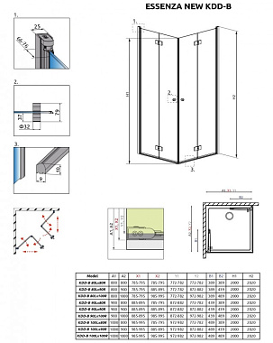 Душевая дверь RADAWAY Essenza 385070-01-01L 200х80см стекло прозрачное