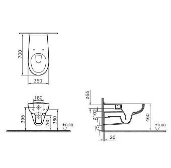 Унитаз подвесной VITRA VitrA for All 5810B003-6234 безободковый без микролифта